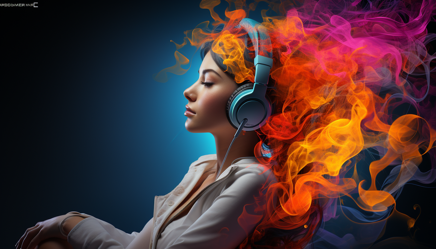Une femme qui arrête de fumer en musique, avec un casque il écoute une musique avec des messages subliminaux et des ondes cérébrales ondes alpha beta ou tetra et des fréquence à 432 hertz